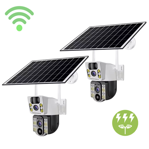 Set 2 Camere Supraveghere Dubla WiFi 6MP cu Panou Solar 8W, Baterie 8000mAh, Zoom 10X și Vedere Nocturnă Trendysale.ro
