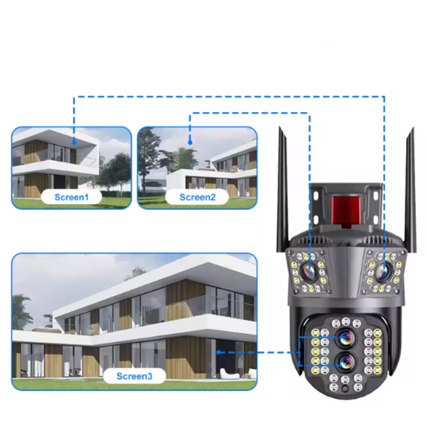 Set 2 Camere Supraveghere Tripla Exterior/Interior – 12MP, Zoom 5X, Rotire, Audio Trendysale.ro