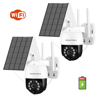 Set 2 Camere Supraveghere WiFI, RJ45, Panou Solar, 3MP, Securitate Smart cu Viziune Nocturnă Trendysale.ro