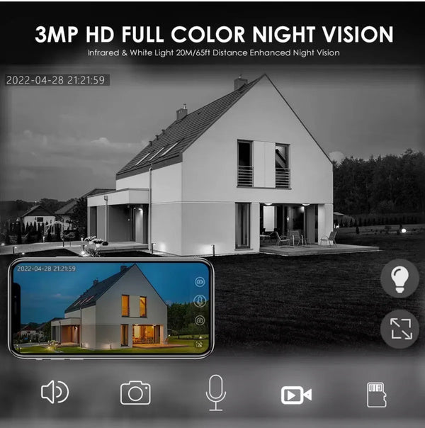 Set 2 Camere Supraveghere WiFI, RJ45, Panou Solar, 3MP, Securitate Smart cu Viziune Nocturnă Trendysale.ro