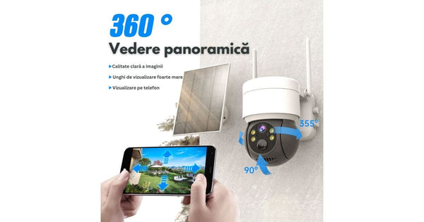 Set 2 Camere supraveghere WiFi, 5MP cu Panou Solar, Detecție PIR și Baterie 7500mAh Trendysale.ro