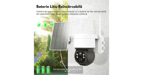 Set 2 Camere supraveghere WiFi, 5MP cu Panou Solar, Detecție PIR și Baterie 7500mAh Trendysale.ro