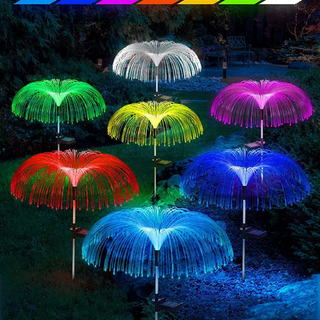 Set 2 Lămpi Solare Palmier cu Fibra Optică LED RGB, 54 cm, IP44 Trendysale.ro