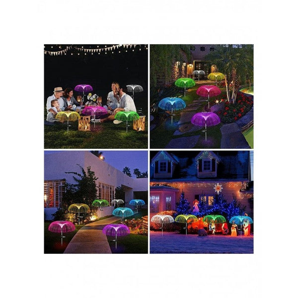 Set 2 Lămpi Solare Palmier cu Fibra Optică LED RGB, 54 cm, IP44 Trendysale.ro