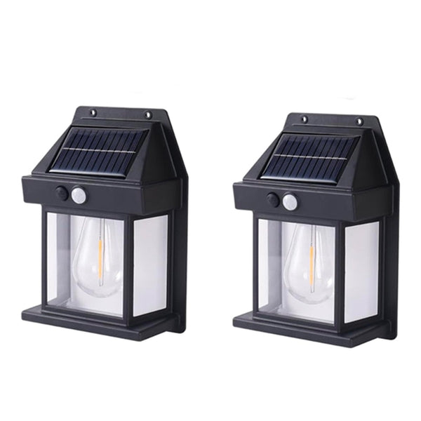 Set 2x Lămpi Solare de Perete Tip Bec Clasic cu Senzor de Mișcare Trendysale.ro
