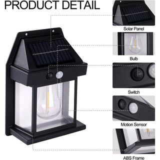 Set 2x Lămpi Solare de Perete Tip Bec Clasic cu Senzor de Mișcare Trendysale.ro