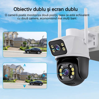 Set 3 Camere De Supraveghere Video Dubla, 2x4 MP, 4X Zoom, Leduri Lumina, Senzor Miscare Trendysale.ro