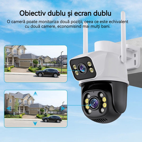 Set 3 Camere De Supraveghere Video Dubla, 2x4 MP, 4X Zoom, Leduri Lumina, Senzor Miscare Trendysale.ro
