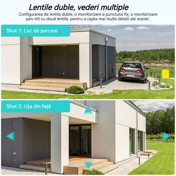 Set 3 Camere De Supraveghere Video Dubla, 2x4 MP, 4X Zoom, Leduri Lumina, Senzor Miscare Trendysale.ro