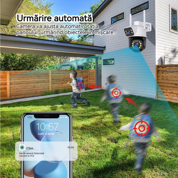 Set 3 Camere De Supraveghere Video Dubla, 2x4 MP, 4X Zoom, Leduri Lumina, Senzor Miscare Trendysale.ro