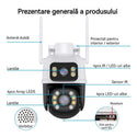 Set 3 Camere De Supraveghere Video Dubla, 2x4 MP, 4X Zoom, Leduri Lumina, Senzor Miscare Trendysale.ro