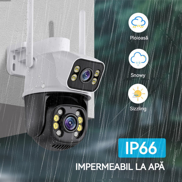 Set 3 Camere De Supraveghere Video Dubla, 2x4 MP, 4X Zoom, Leduri Lumina, Senzor Miscare Trendysale.ro