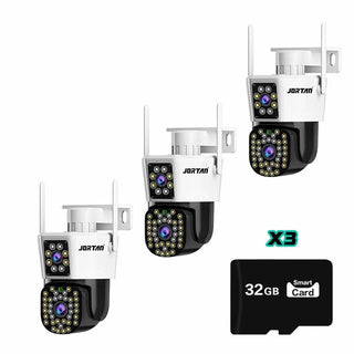 Set 3 Camere Duala WiFi Jortan 6MP, Full HD 4K, Alarma si Detectare Umana 3 Carduri 32G Trendysale.ro