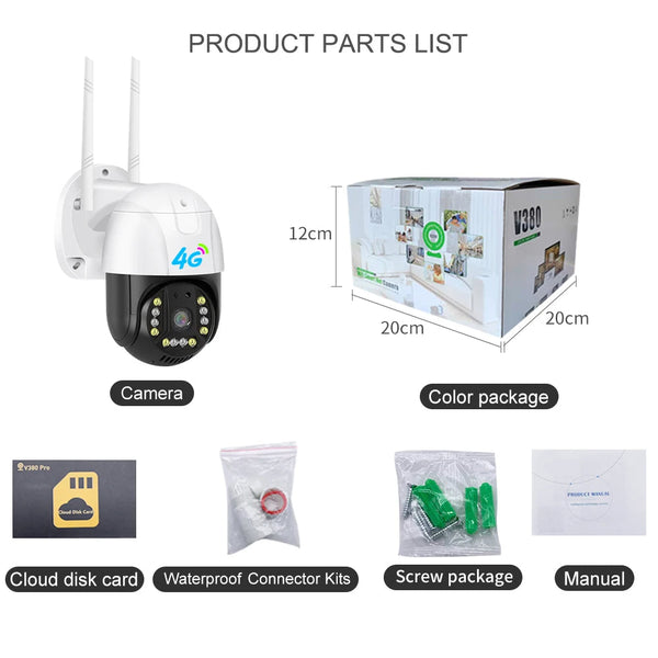 Set 3 Camere Securitate 4G si LAN Dasgut V380 Pro, 3.0MP, Panoramica, 220V + 3 carduri de memorie Trendysale.ro