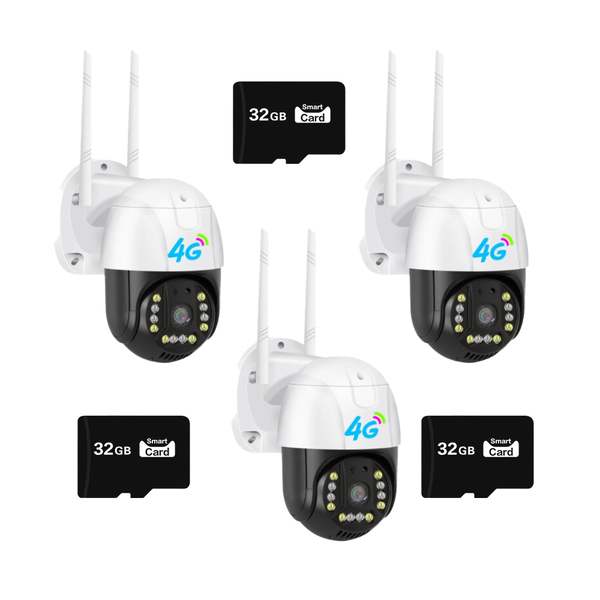 Set 3 Camere Securitate 4G si LAN Dasgut V380 Pro, 3.0MP, Panoramica, 220V + 3 carduri de memorie Trendysale.ro
