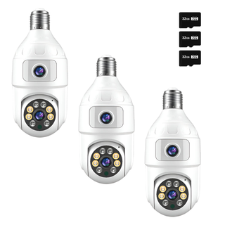 Set 3 Camere Smart Tip Bec WiFi – 4MP + 4MP, Supraveghere Panoramică cu Detecție Mișcare + 3 Carduri Trendysale.ro