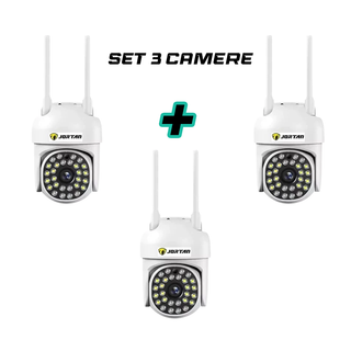 Set 3 Camere Supraveghere IP 360 WiFi, JT-8161QJ, Vizualizare Live Telefon, Viziune Nocturna Trendysale.ro
