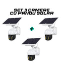 Set 3 Camere de supraveghere exterior 4G 1080HD, IP60, panou solar, vedere nocturna Trendysale.ro
