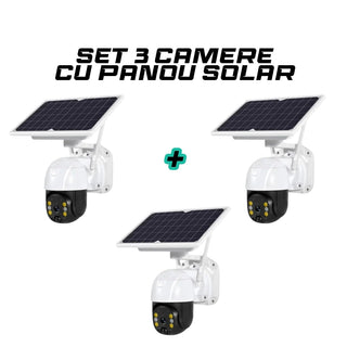Set 3 Camere de supraveghere exterior 4G 1080HD, IP60, panou solar, vedere nocturna Trendysale.ro