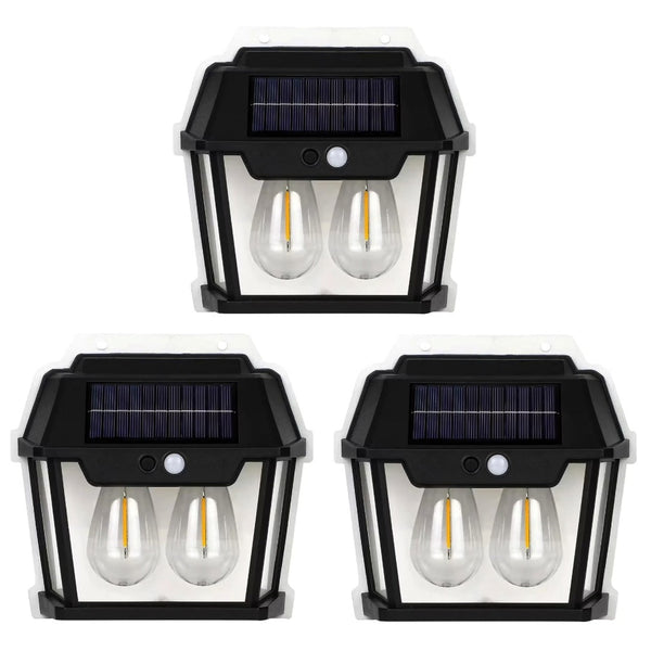Set 3x Lampă Solară de Perete cu 2 Becuri Tip Clasic LED cu Senzor de Mișcare Trendysale.ro