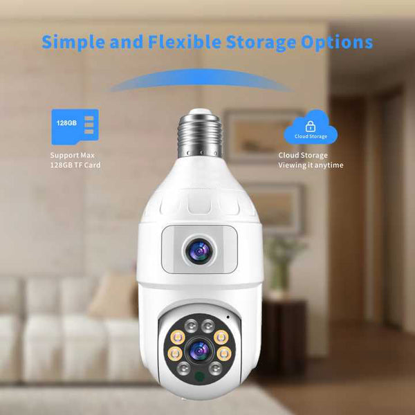 Set 4 Camere Smart Tip Bec WiFi – 4MP + 4MP, Supraveghere Panoramică cu Detecție Mișcare + 4 Carduri Trendysale.ro