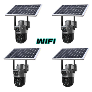 Set 4 Camere Video Supraveghere 4K - Wifi sau 4G, 2 Lentile, Panou Solar, 360° Trendysale.ro
