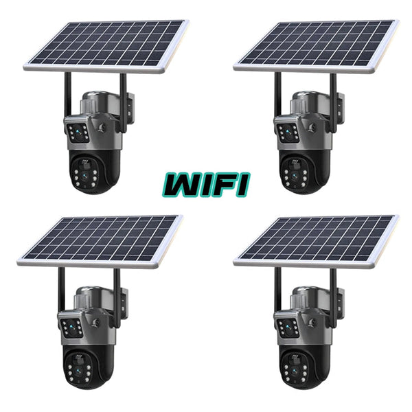 Set 4 Camere Video Supraveghere 4K - Wifi sau 4G, 2 Lentile, Panou Solar, 360° Trendysale.ro