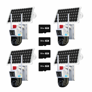 Set 4 Camere de Supraveghere Solara cu Dubla Lentila, 4G SIM, Dasgut, 2x3MP + Card 32GB Trendysale.ro