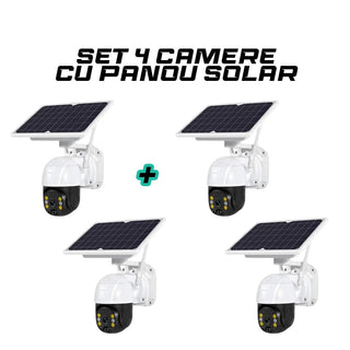 Set 4 Camere de supraveghere exterior 4G 1080HD, IP60, panou solar, vedere nocturna Trendysale.ro