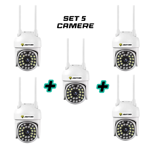 Set 5 Camere Supraveghere IP 360 WiFi, JT-8161QJ, Vizualizare Live Telefon, Viziune Nocturna Trendysale.ro