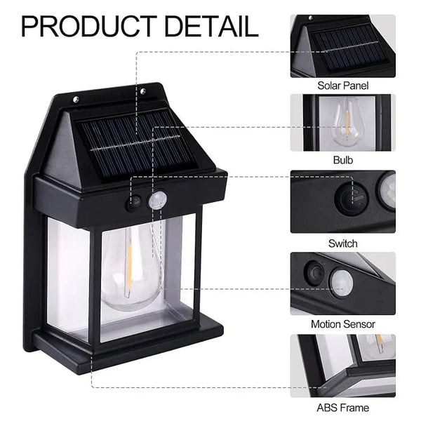 Set 5 x Lampa Solara de Perete în Forma de Felinar, cu Senzor de Miscare, 18W Trendysale.ro