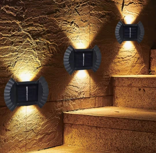 Set 8 lampi Solare de parete cu lumina bidirectionala alb cald Trendysale.ro