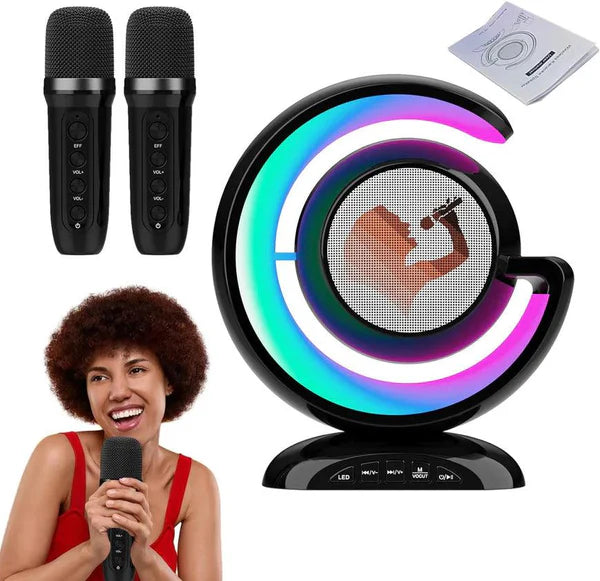 Set Karaoke Complet, Boxa Bluetooth, Microfon, Iluminare LED RGB, Conectivitate Smartphone Trendysale.ro