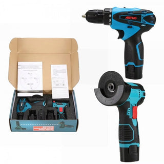 Set Portabil 2 in 1 cu Masina de Gaurit 48V si Polizor Unghiular Compact 10000 RPM, Acumulatori Reincarcabili, Discuri de Taiere Incluse si Accesorii Complete Trendysale.ro