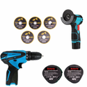 Set Portabil 2 in 1 cu Masina de Gaurit 48V si Polizor Unghiular Compact 10000 RPM, Acumulatori Reincarcabili, Discuri de Taiere Incluse si Accesorii Complete Trendysale.ro