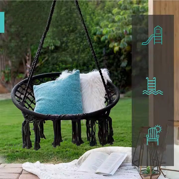 Set Relaxare, Scaun Leagan Suspendat + Hamac Multicolor 80x200 cm Trendysale.ro