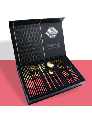 Set de tacamuri 24 piese, design elegant, din otel inoxidabil Trendysale.ro