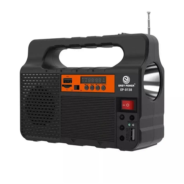 Sistem iluminare cu 3 becuri, lanterna, radio si baterie, 24W Trendysale.ro