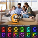 Statie Incarcare Wireless 3 in 1 cu lampa RGB, Boxa Bluetooth, Difuzor 5W, Ceas Digital Cu Alarma, Lumini Ambientale, Sincronizare muzicala, USB, FM Radio, MicroSD, Control Aplicatie, Alb Trendysale.ro