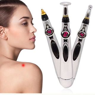 Stilou Electric pentru Masaj, Electrostimulare si Acupunctura Fara Ace, 9 Viteze, 3 Capete Interschimbabile Trendysale.ro
