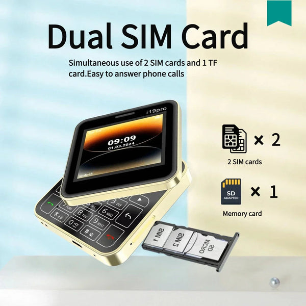 Telefon Mini i19 Pro Slide Button – 2.4", Dual SIM, 2G GSM, camera, FM, Bluetooth, butoane, deblocat Trendysale.ro