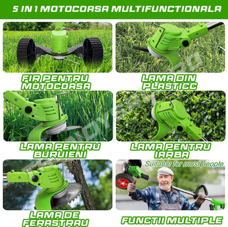 Trimmer electric cu 2 acumulatori 21V 2Ah, 2 Disc taiere 6 inch, 4 Lame Metalice, 10 Lame Plastic Trendysale.ro