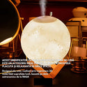 Umidificator aromaterapie, tip lampa de veghe, forma de luna 15 cm, suport inclus, alb cald, rece si neutru Trendysale.ro
