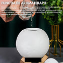 Umidificator aromaterapie, tip lampa de veghe, forma de luna 15 cm, suport inclus, alb cald, rece si neutru Trendysale.ro