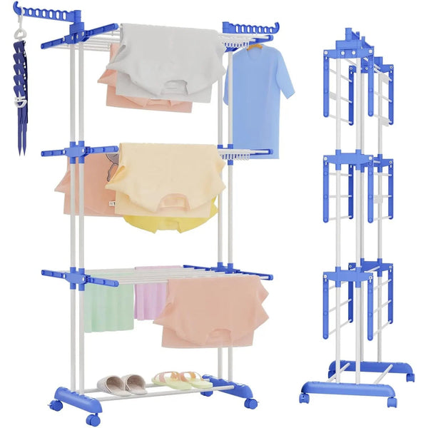 Uscator vertical, mobil si pliabil pentru rufe cu suport umerase, inaltime 173cm Trendysale.ro