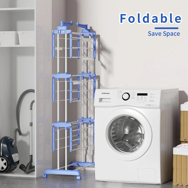Uscator vertical, mobil si pliabil pentru rufe cu suport umerase, inaltime 173cm Trendysale.ro