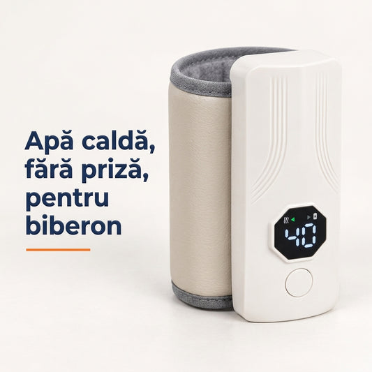 Încălzitor Portabil Biberon cu Acumulator 2x2000mAh, 6 Trepte 37-55°C, Ecran Digital + Cablu USB